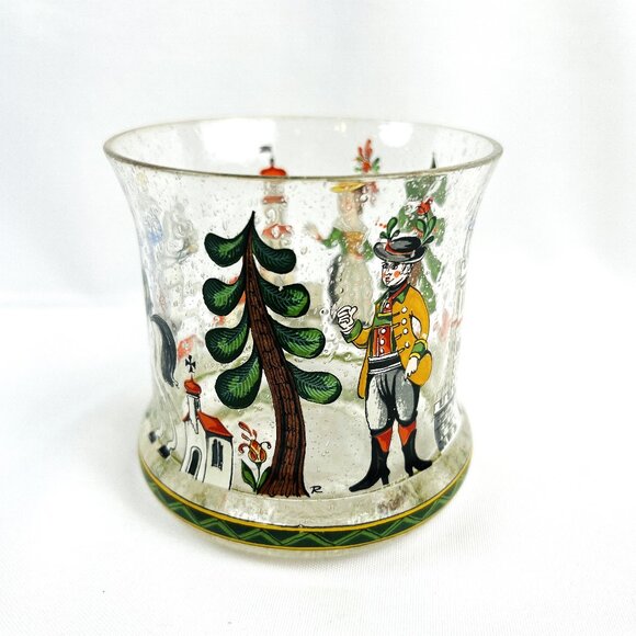 Hand Blown Vintage Glass Short Tumbler Seed Bubbles Bavarian Holiday Decor - Picture 3 of 7